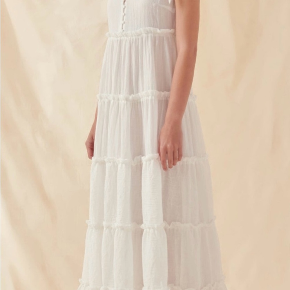NWT Free the Roses White Tiered Ruffled Maxi Sundress - Picture 8 of 8